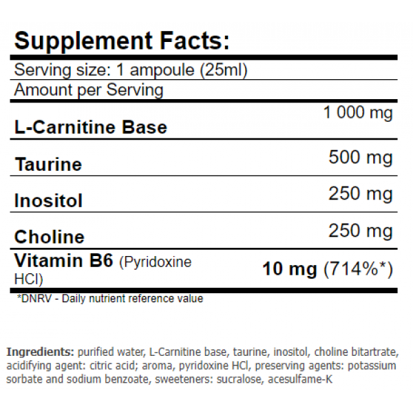 Л-карнітин в ампулах, Amix, CarniSlim Lipotropic - 20 ампул