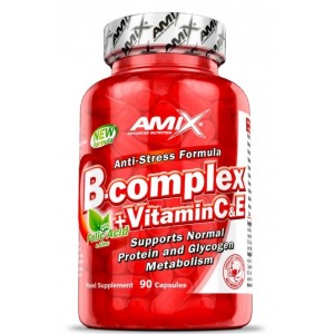 Комплекс вітамінів групи В + Цинк, вітаміни С,Е, Amix, B-Complex + vit.C & vit.E - 90 капс