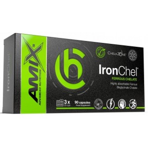Железо в хелатной форме, Amix, ChelaZone IronChel Iron/Ferrous/Bisglycinate Chelate - 90 веган капс