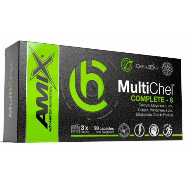 Минералы в хелатной форме, Amix, ChelaZone MultiChel Complete 6 Bisglycinate Chelate - 90 веган капс