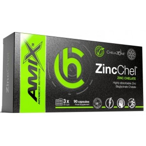 Цинк в хелатной форме, Amix, ChelaZone ZincChel Zinc Bisglycinate Chelate - 90 веган капс