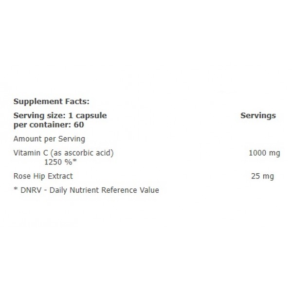 Вітамін С 1000 мг з екстрактом Шипшини, Amix, GreenDay ProVegan Vitamin C 1000 мг with RoseHip - 60 капс