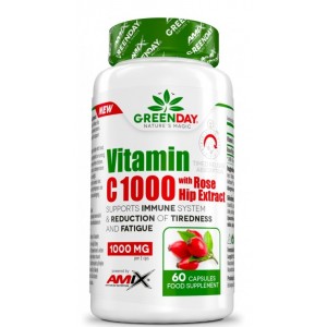 Витамин С 1000 мг с экстрактом Шиповника, Amix, GreenDay ProVegan Vitamin C 1000 мг with RoseHip - 60 капс