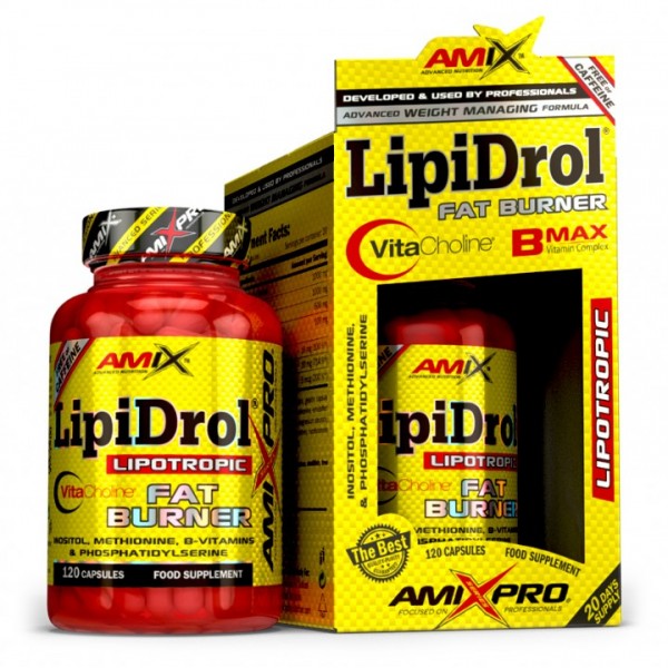 Жироспалювач без кофеїну, Amix, AmixPro Lipidrol Fat Burner Plus - 120 капс