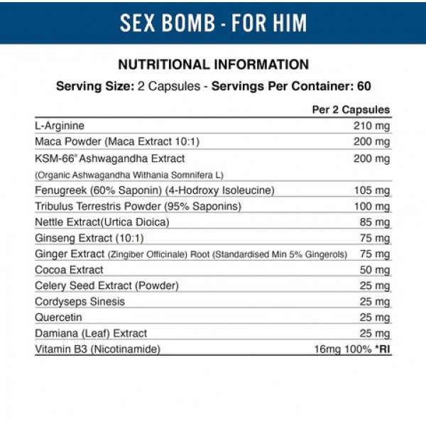 Комплекс для мужской силы, Applied Nutrition, Sex Bomb for him - 120 капс