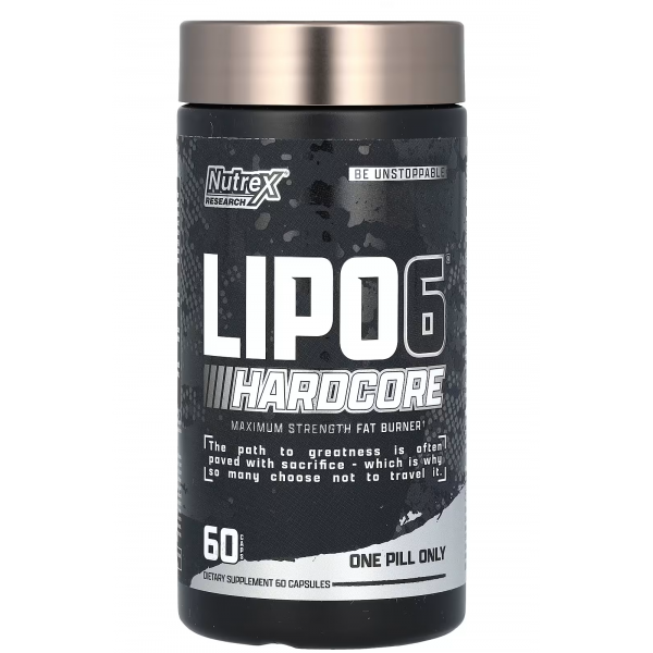 Мощный термогенный жиросжигатель, Nutrex Research, Lipo-6 Hardcore - 60 капс