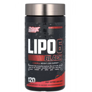 Жироспалювач теромогенний, Nutrex Research, Lipo 6 Black Powerful WLS Extreme Potency - 120 гель капс