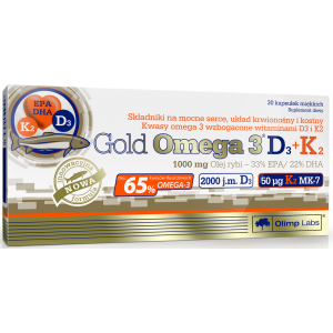 Жирні кислоти Омега-3 + Вітаміни Д3, К2, Olimp Labs, Gold Omega 3 D3+K2 - 30 гель капс