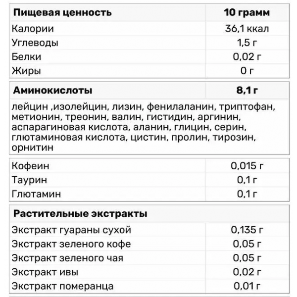 Комплекс аминокислот + Гуарана и Кофеин, Power Pro, Amino Energy System - 500 г