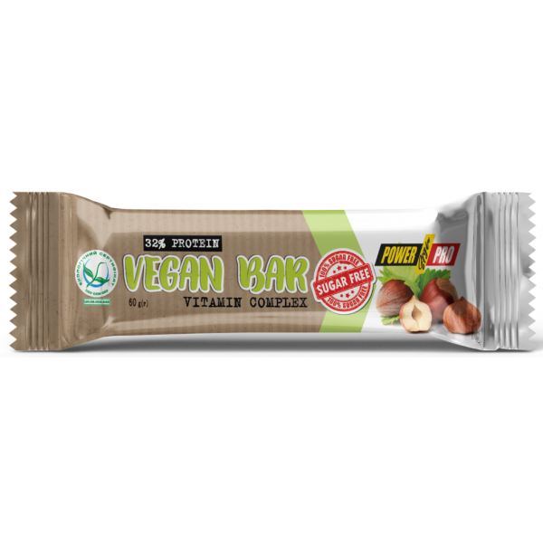 Протеїновий батончик з рослинного білку без цукру, Power Pro, 32% VeganBar - 60 г 