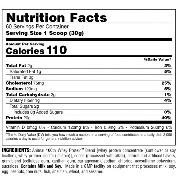 100% сироватковий протеїн, Universal Nutrition, Animal 100% Whey - 1.8 кг 