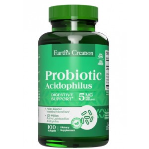 Пробиотик (Ацидофильные лактобактерии), Earths Creation, Acidophilus Probiotic - 100 гель капс