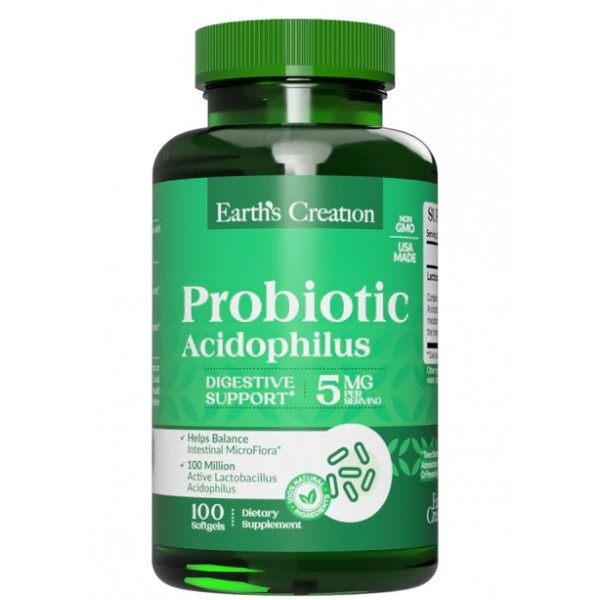 Пробіотик (Ацидофільні лактобактерії), Earths Creation, Acidophilus Probiotic - 100 гель капс