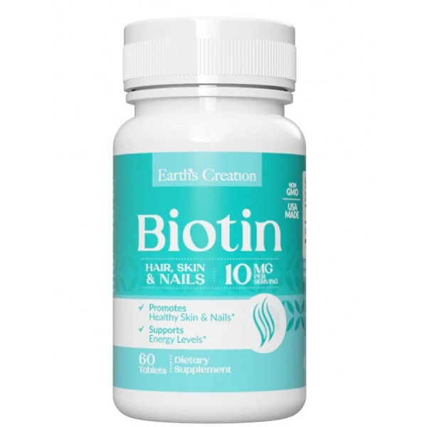 Біотин 10 мг (10.000 мкг), Earths Creation, Biotin 10,000 мкг - 60 таб