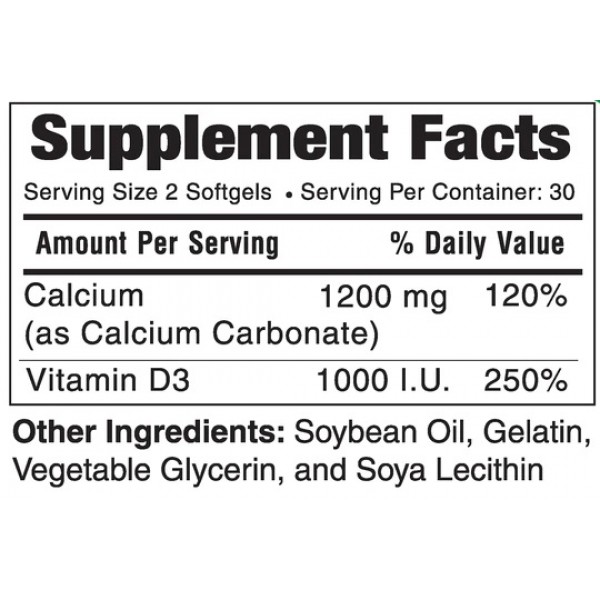 Кальцій з  вітаміном Д3, Earths Creation, Liquid Calcium 1200 Plus Vitamin D3 - 60 гель капс