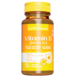 Вітамін Д3, Earths Creation, Vitamin D 5000 МО - 100 гель капс