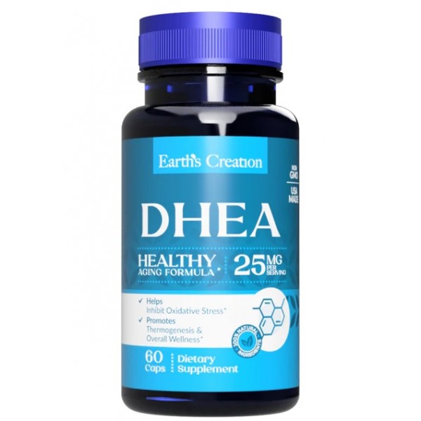 Дегідроепіандростерон DHEA 25 мг, Earths Creation, DHEA 25 мг - 60 капс