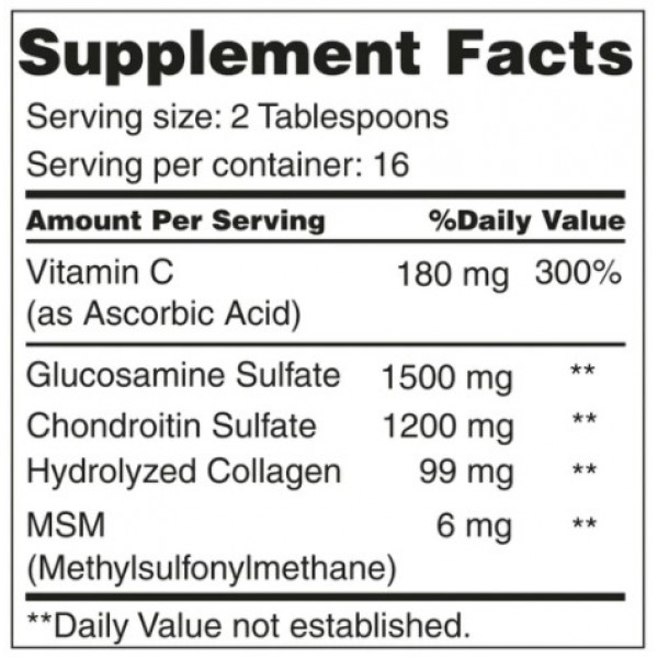 Глюкозамін, Хондроїтін, Колаген + Вітамін С в рідкій формі, Liquid Glucosamine, Chondrotin + Vit C - 480 мл