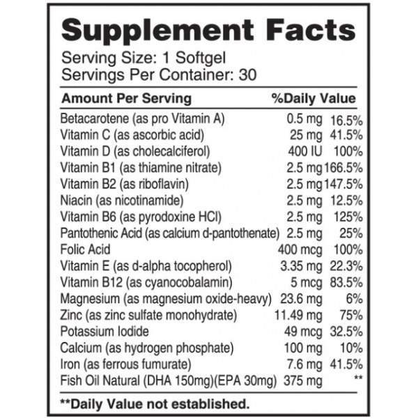 Вітамінний комплекс для вагітних жінок + Омега-3, Earths Creation, Total Prenatal 150 мг DHA - 30 гель капс