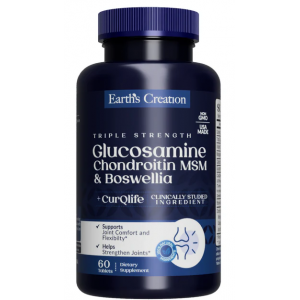 Підтримка суглобів, Earths Creation, Glucosamine, Chondroitin, MSM plus Boswellia - 60 таб