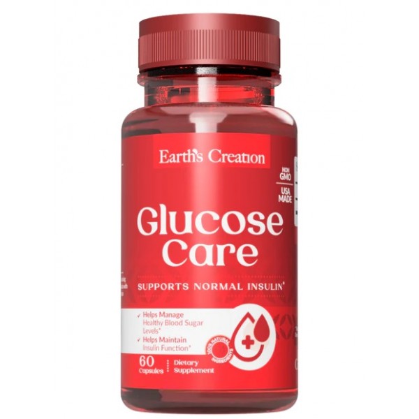Препарат для знижения уровня глкюкозы в крови (Хром Пиколинат), Earths Creation, Glucose Care - 60 капс