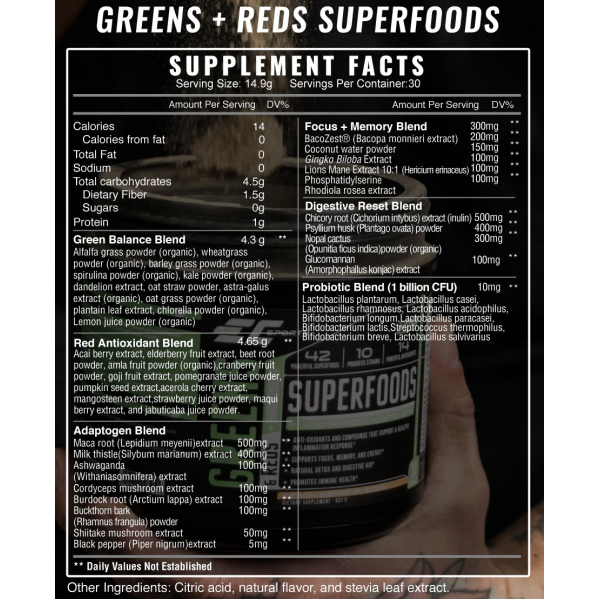 100% натуральний рослинний бленд, Earths Creation, EC Sports Superfoods Greens and Reds - 459 г