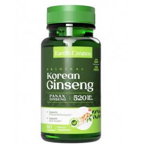 Женьшень корейський 520 мг, Earths Creation, Korean Ginseng 520 мг - 100 капс