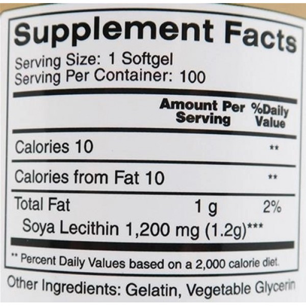 Лецитин соевый, Earths Creation, Soya Lecithin 1200 мг - 100 гель капс