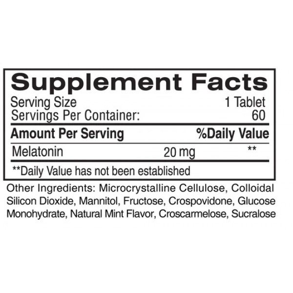 Мелатонин (повышенная дозировка 20 мг), Earths Creation, Melatonin 20 мг - 60 таб