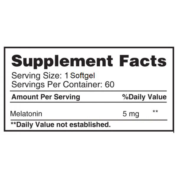 Мелатонін 5 мг в софтгелях (швидке засвоєння), Earths Creation, Melatonin 5 мг - 60 гель капс