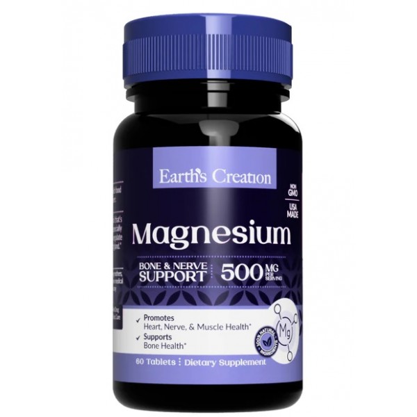 Магній (Оксид) 500 мг, Earths Creation, Magnesium 500 мг - 60 таб