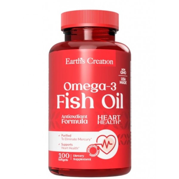 Омега-3 Риб'ячий жир, Earth‘s Creation, Omega 3-1000 мг (Cholesterol Free) - 100 гель капс