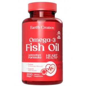 Рыбий жир (30% Омега-3), Earths Creation, Omega 3-1000 мг (Cholesterol Free) - 200 гель капс