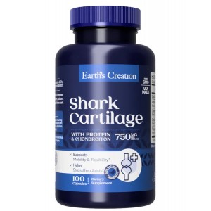 Акулий хрящ (естественный источник хондроитин), Earths Creation, Shark Cartilage 750 мг - 100 капс