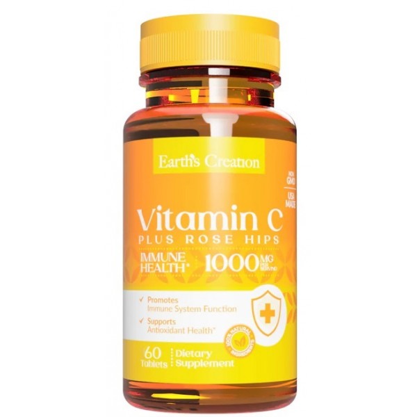 Вітамін С 1000 мг + плоди шипшини, Earths Creation, Vitamin C 1000 мг with rose hips 