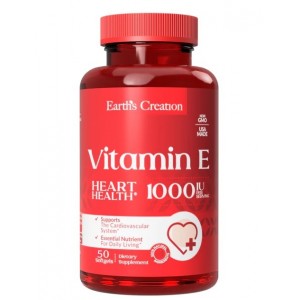Витамин Е 1000 МЕ, Earths Creation, Vitamin E 450 мг 1000 IU DL-alpha - 50 гель капс