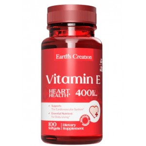 Витамин Е 400 МЕ (DL-альфа токоферол), Earths Creation, Vitamin E-180 мг 400 МЕ DL-alpha - 100 гель капс