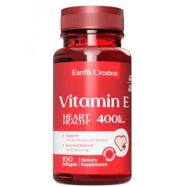 Вітамін Е 400 МО, Earths Creation, Vitamin E-268 мг 400 МО D-alpha - 100 гель капс