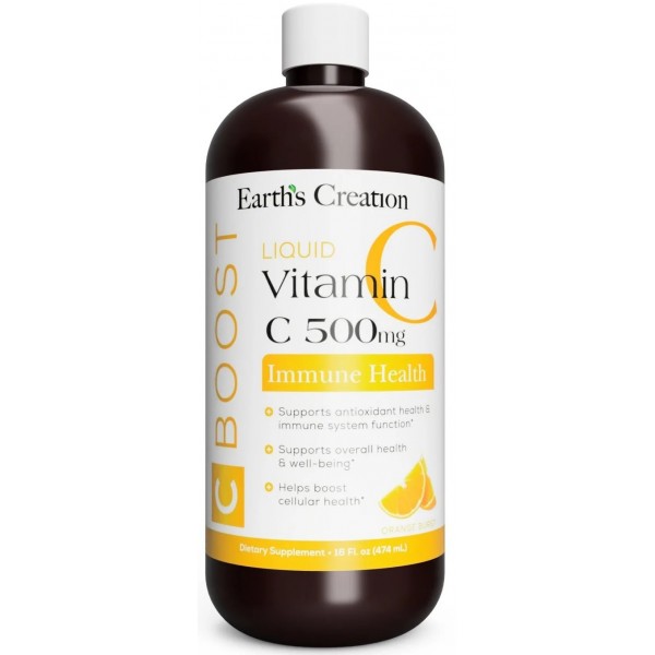 Вітамін С 500 мг в рідкій формі, Earths Creation, Liquid Vitamin C 500 мг - 473 мл