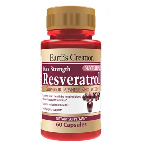 Ресвератрол, Earths Creation, Resveratrol 500 мг - 60 капс