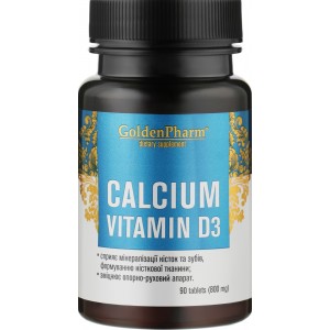 Кальций + Витамин Д3, Golden Pharm, Calcium + D3 800мг - 60 таб