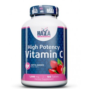 Вітамін С 1000мг + Шипшина, HAYA LABS, High Potency Vitamin C 1000 мг with rose hips - 100 таб