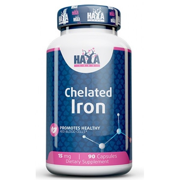 Железо (минерал) (хелатная форма), HAYA LABS, Chelated Iron 15 мг - 90 капс