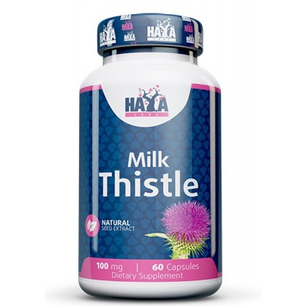 Расторопшы экстракт 100 мг (Силимирин), Haya Labs, Milk Thistle 100 мг - 60 веган капс