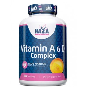 Вітамін А + Вітамн Д3, HAYA LABS, Vitamin A&D Complex - 100 софт гель