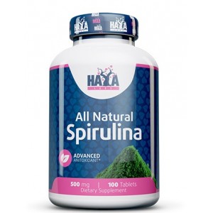 Спирулина (водоросли богатые белком и витаминами), HAYA LABS, All Natural Spirulina 500 мг - 100 таб