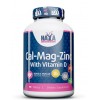Комплекс мінералів (Кальцій, Магній, Цинк, Марганець, Мідь) + Вітамін Д3), HAYA LABS, Calcium Magnesium & Zinc with Vitamin D - 90 таб