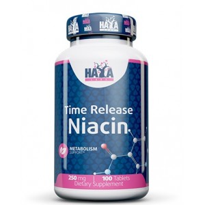 Ниацин (Никотиновая кислота, Витамин В3), HAYA LABS, Niacin /Time Release/ 250 мг - 100 таб