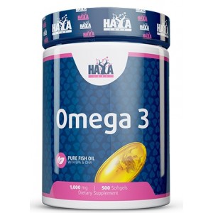 Омега -3 незаменимые жирные кислоты, HAYA LABS, Omega 3 1000 мг - 500 гель капс