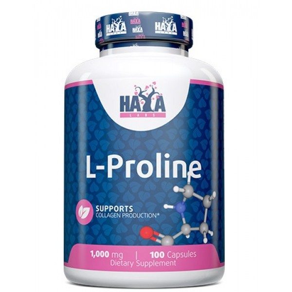 Л-Пролін амінокислота, HAYA LABS, L-Proline 1000 мг - 100 капс